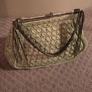 Luana Italy Straw Leather Fringe Purse Boho